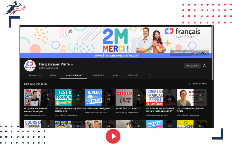 Kênh youtube học tiếng Pháp Français avec Pierre