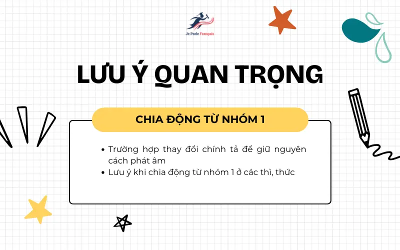 Một số lưu ý khi chia động từ nhóm 1 trong tiếng Pháp