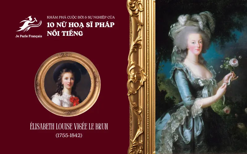 Ảnh: Chân dung tự hoạ của Madame Lebrun (trái), và bức hoạ chân dung Hoàng hậu Marie Antoinette nổi tiếng - Marie-Antoinette à la rose (1783).