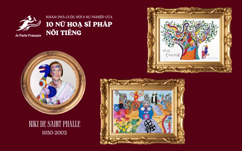 2 tác phẩm nổi bật của Niki de Saint Phalle: Tarot Garden (1991, trái), Vive l’amour (1990).