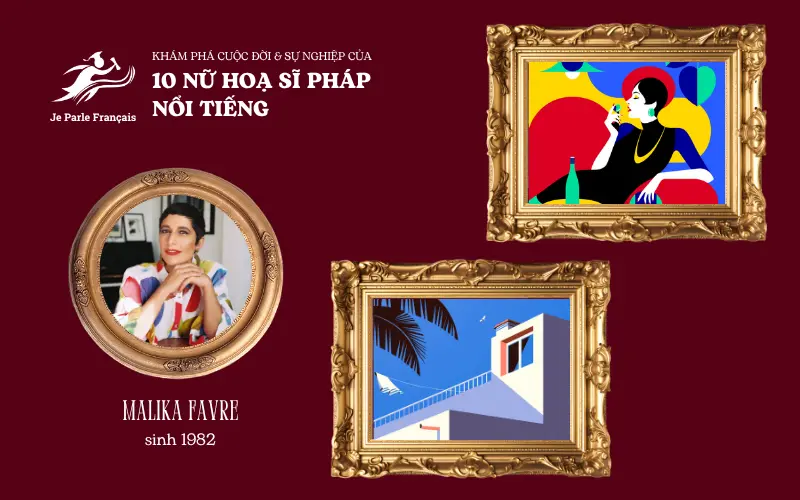 Malika Favre và một vài thiết kế của bà.