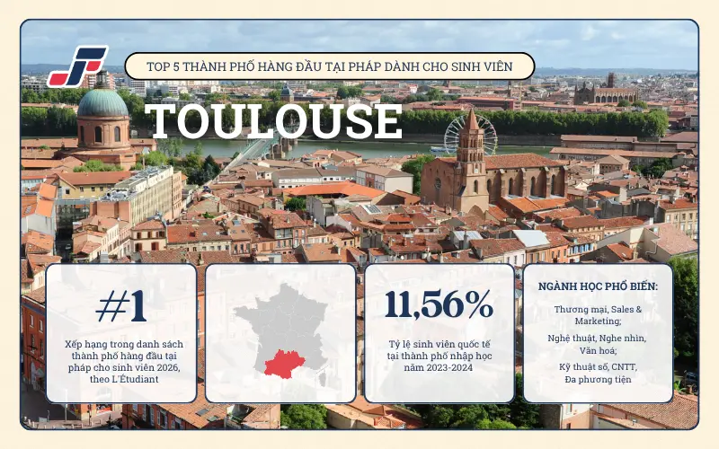 Thành phố Toulouse liên tục đạt top 1 thành phố dành cho sinh viên tại Pháp