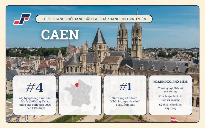 Caen - thành phố nhỏ yên bình với nhiều danh lam thắng cảnh.