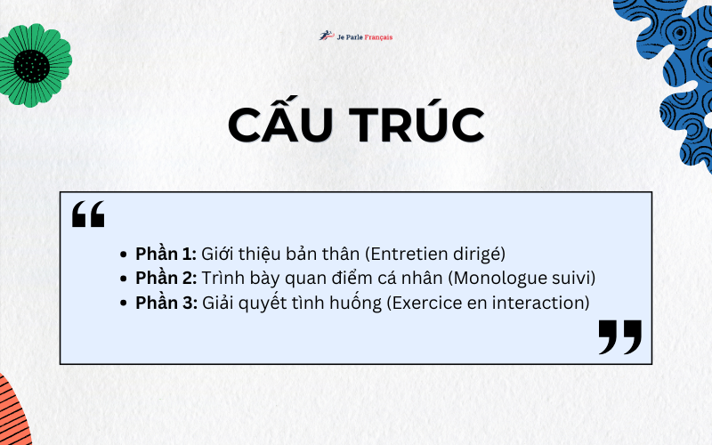 Bài thi nói DELF A2 gồm những phần nào?