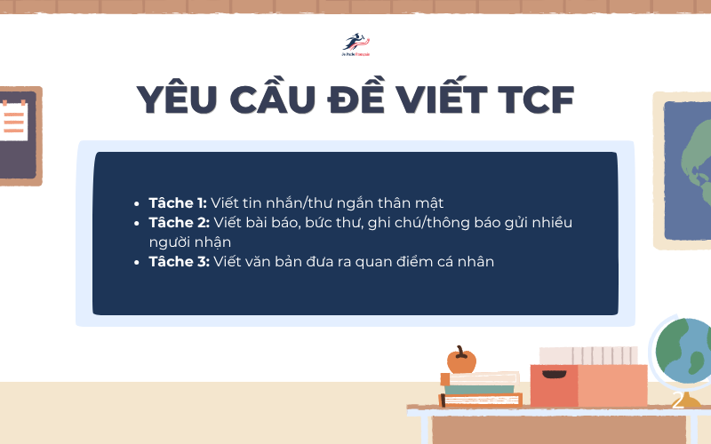 Bài thi viết TCF gồm những phần nào?