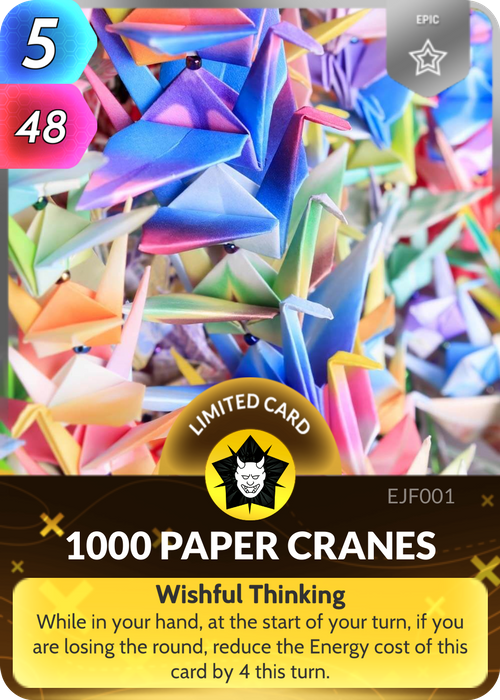 According to ancient Japanese legends, anyone who manages to fold exactly 1,000 Origami Cranes will be granted a wish by the gods.