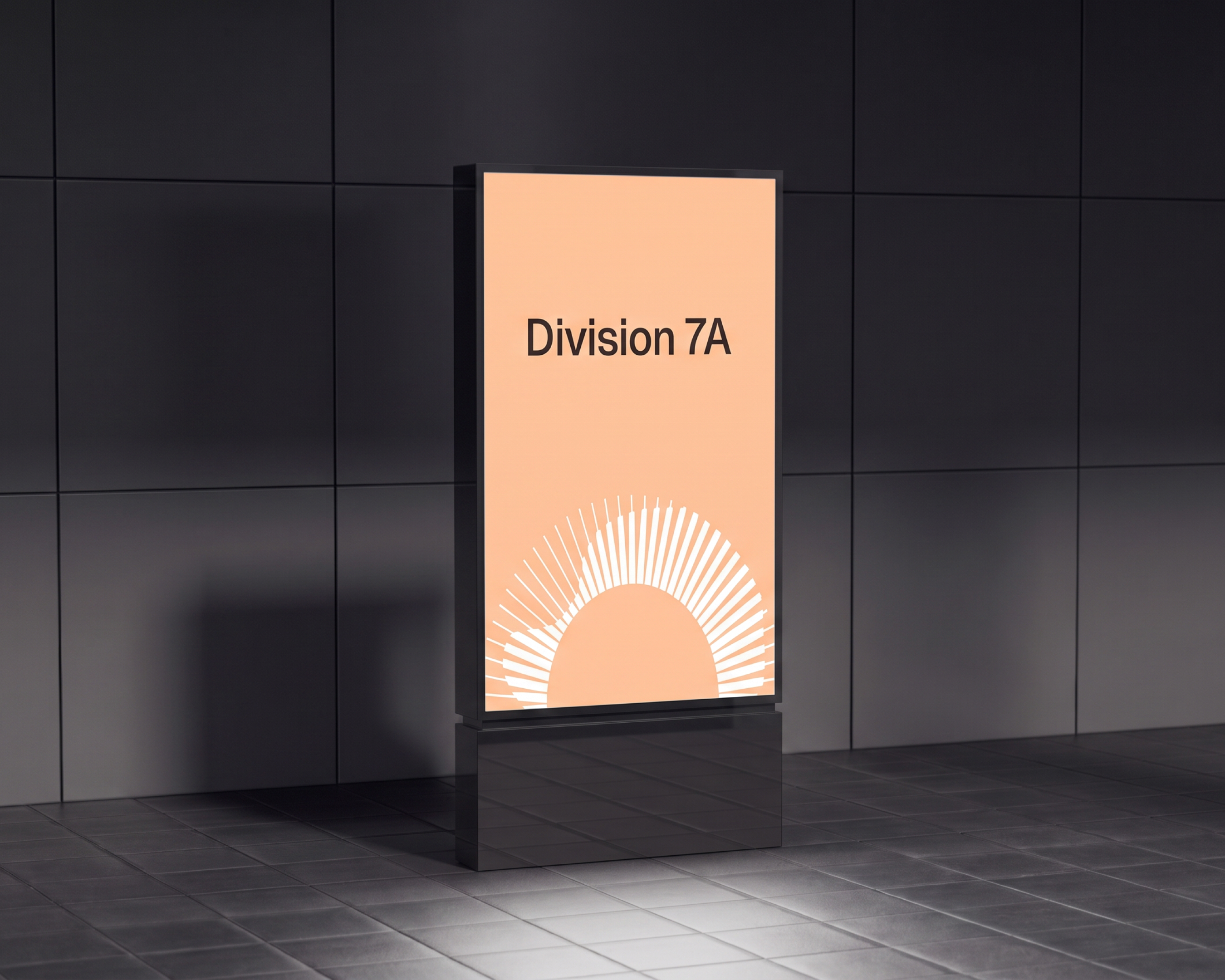 Division 7A poster on an Attune-branded stand