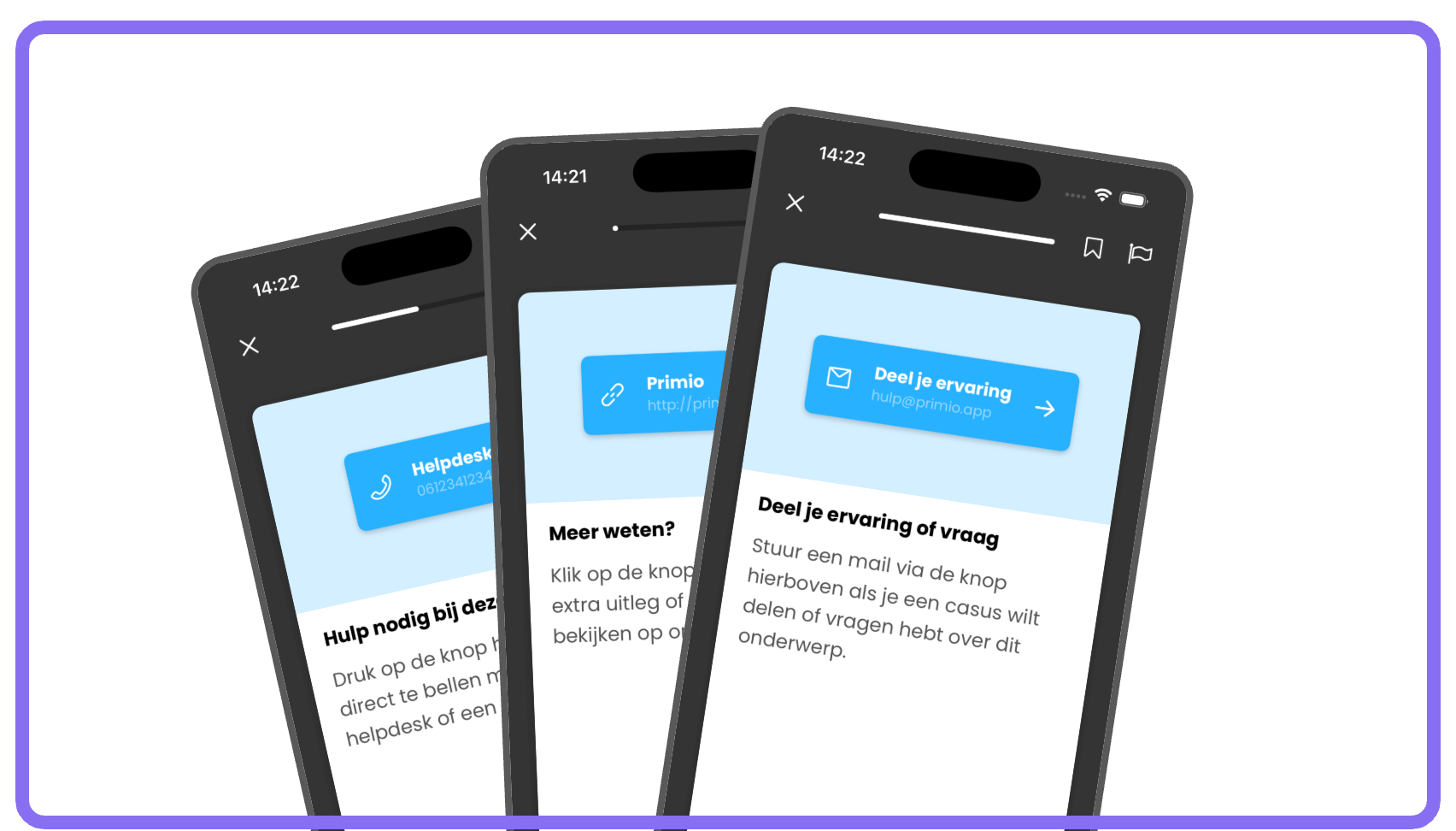 Nieuwe Primio-functie: directe communicatieknoppen voor bellen, mailen en websites openen. Eén klik, directe actie. Geen gedoe met linkjes meer.‍