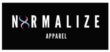 Logo for brand pronounced 'Normalize apparel',  spelled N, X, R, M, A, L, I, Z, E. The x in the logo is a pink and blue helix. 