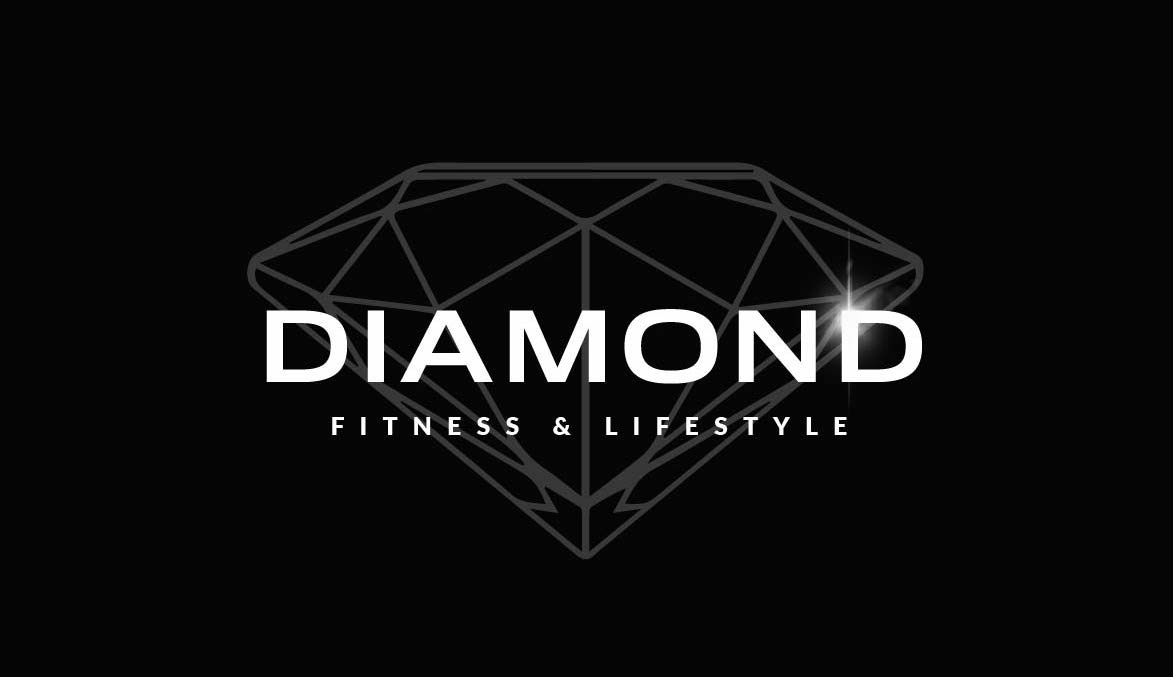 Logo design with a diamond in the back and the words Diamond Fitness & Lifestyle displayed in front.