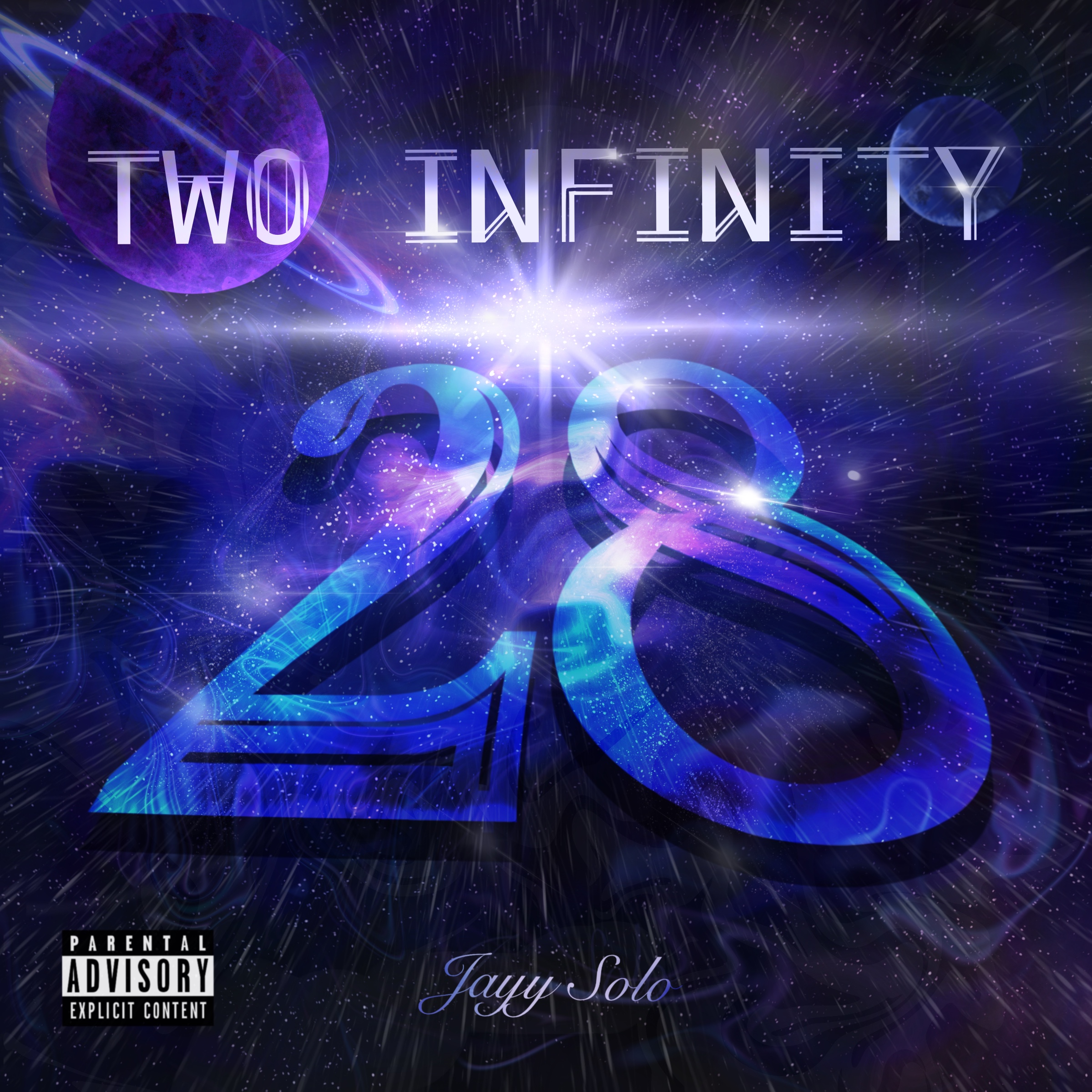 Album Artwork featuring the number 28 in space, labeled Two Infinity by Jayy Solo