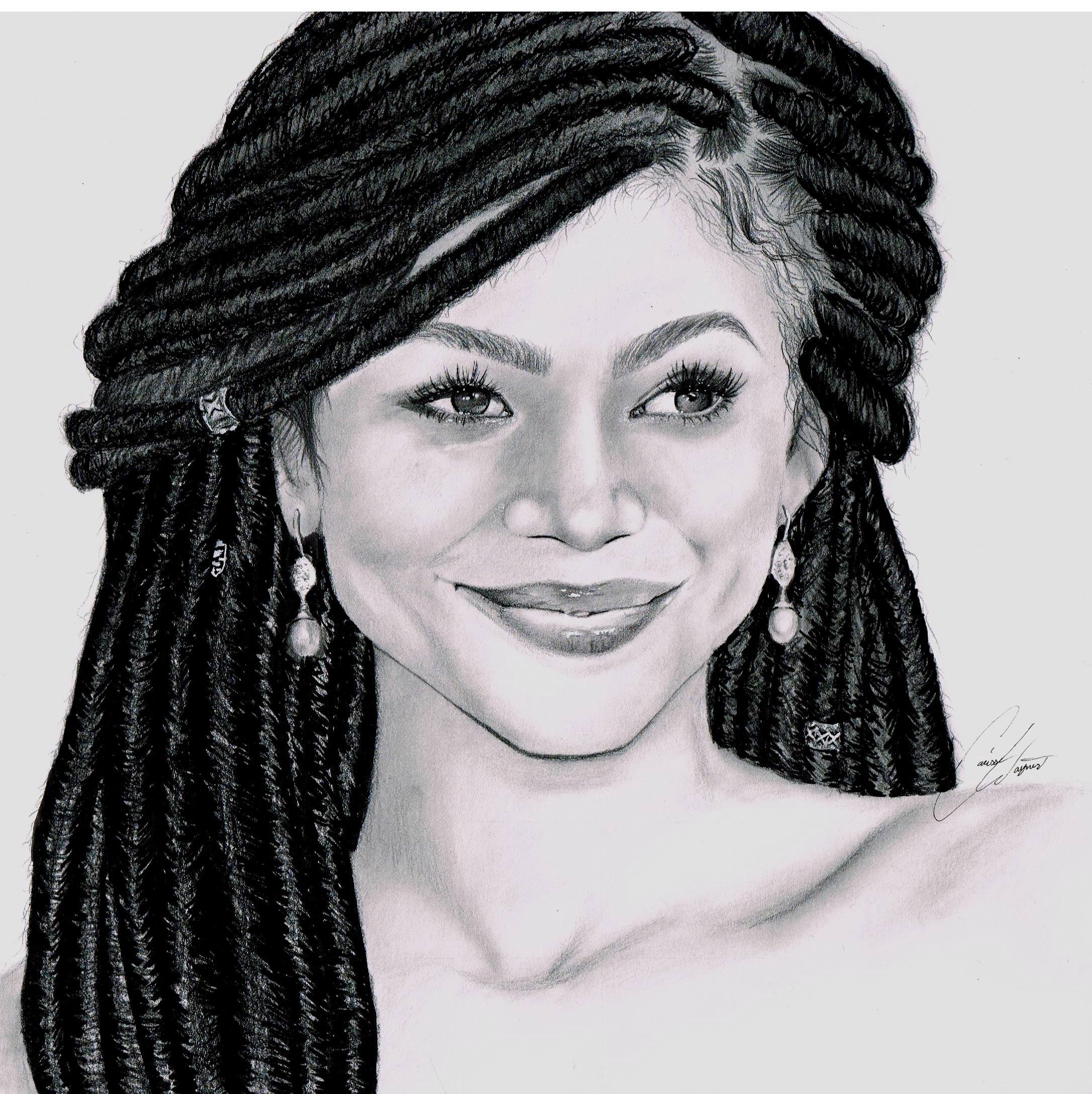 pencil portrait of Zendaya