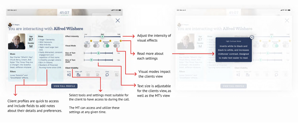 image of duet platform, featuring the client details pages