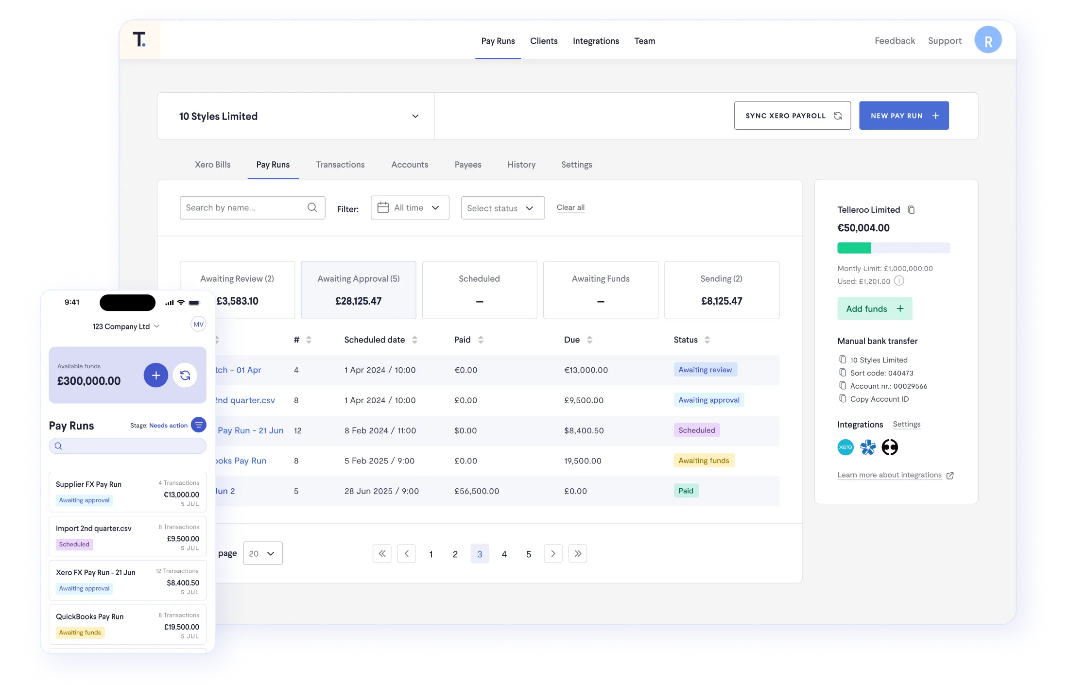 Telleroo App Screenshot - Homepage