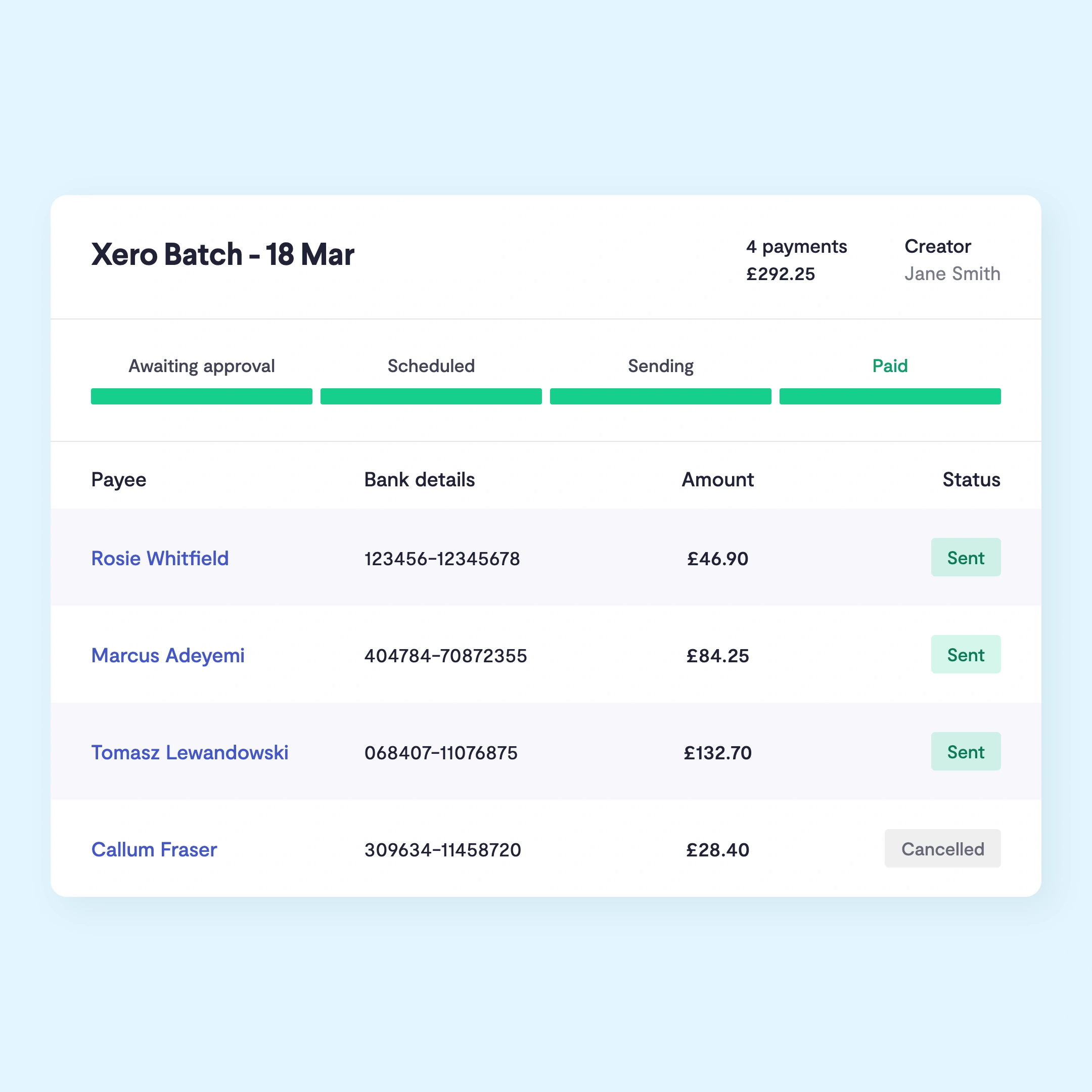 Reimbursed Xero expense claims marked as paid