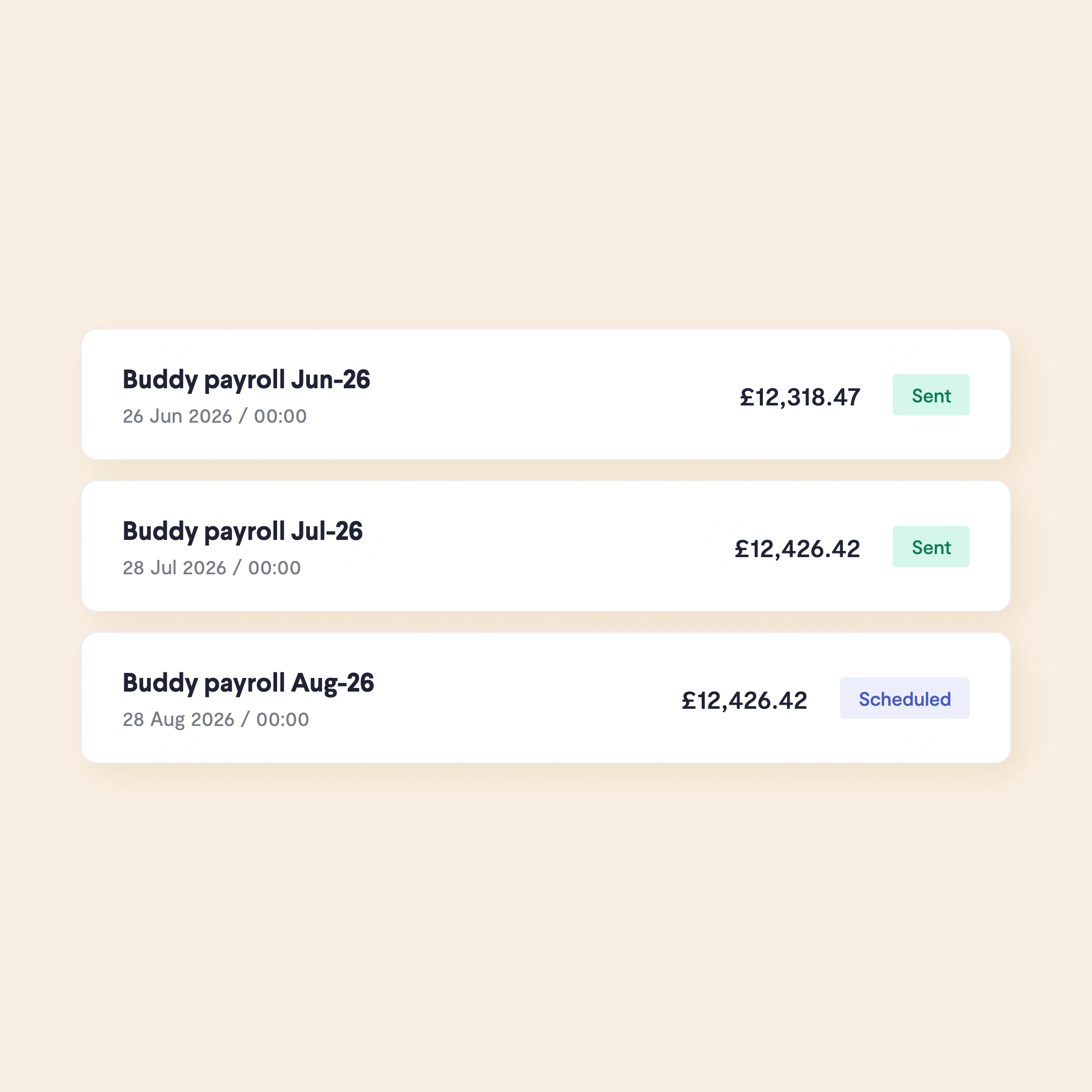 Buddy payroll payment status in Telleroo