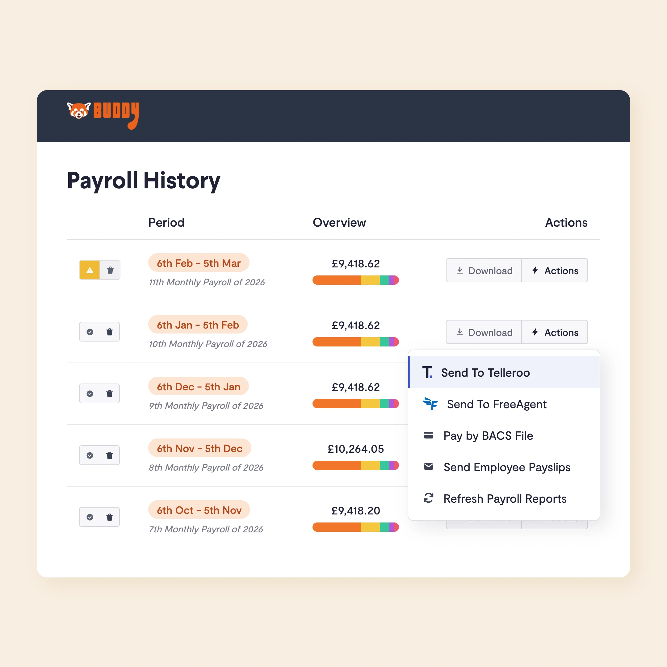 Sending a Buddy payroll file to Telleroo