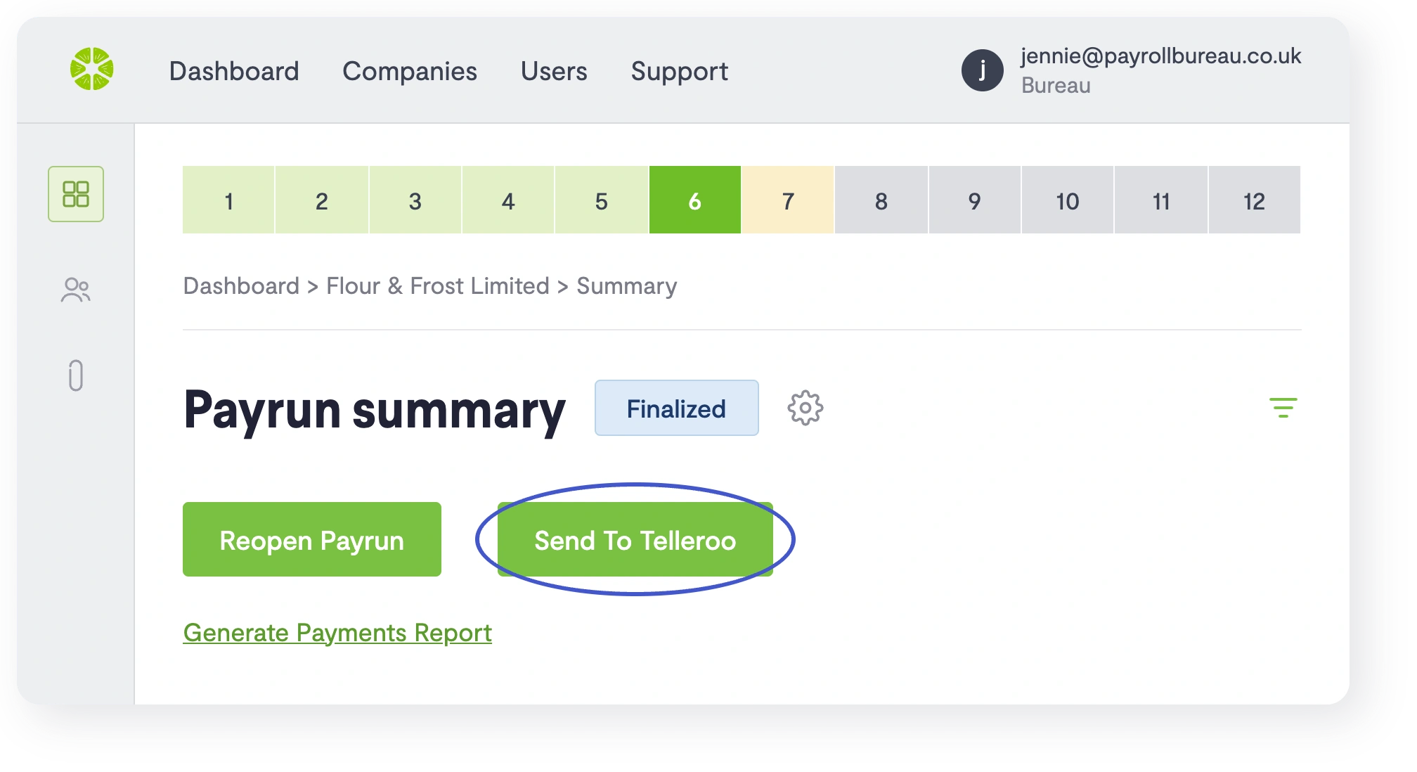 Sending a finalised FreshPay pay run to Telleroo