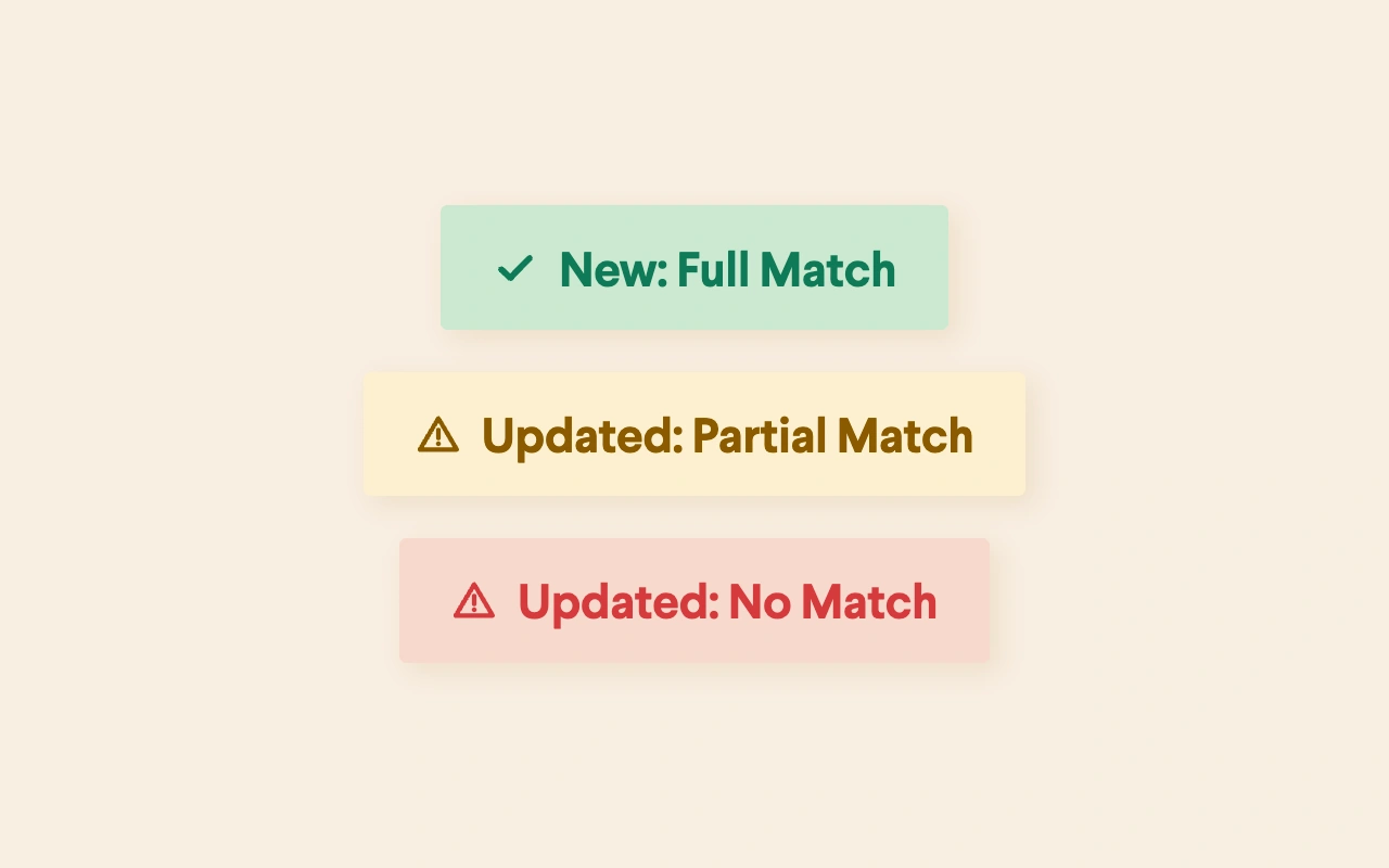 Confirmation of Payee match results