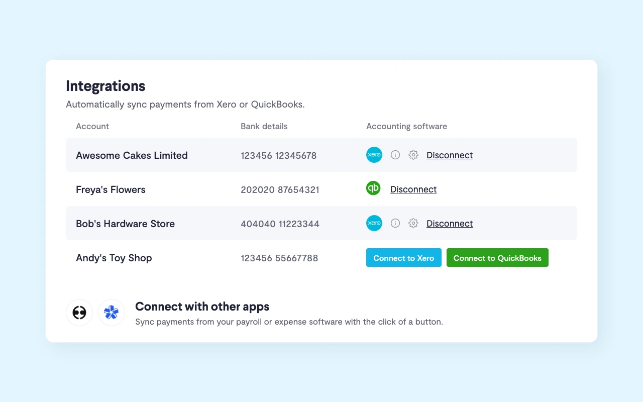 Telleroo integrations with accounting and payroll software