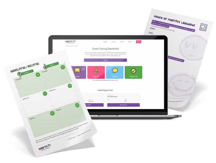 Coach Training on a laptop and with resources