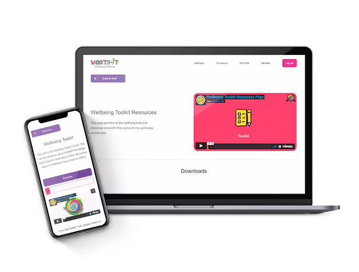 Wellbeing Toolkit on a laptop and phone