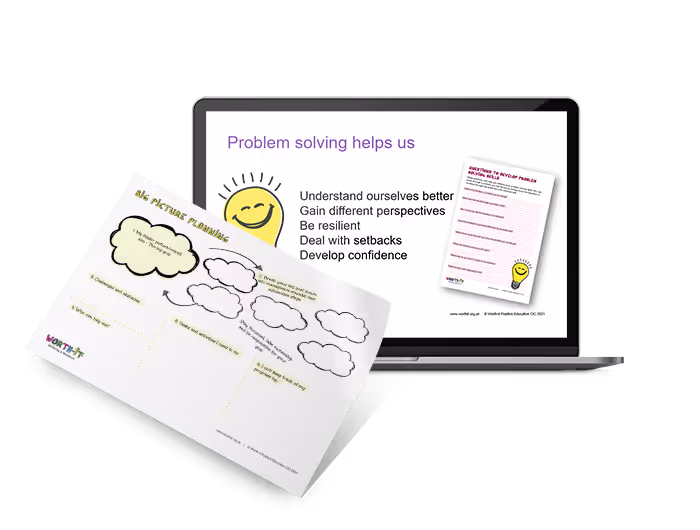 Children and Young People on a laptop and with resources