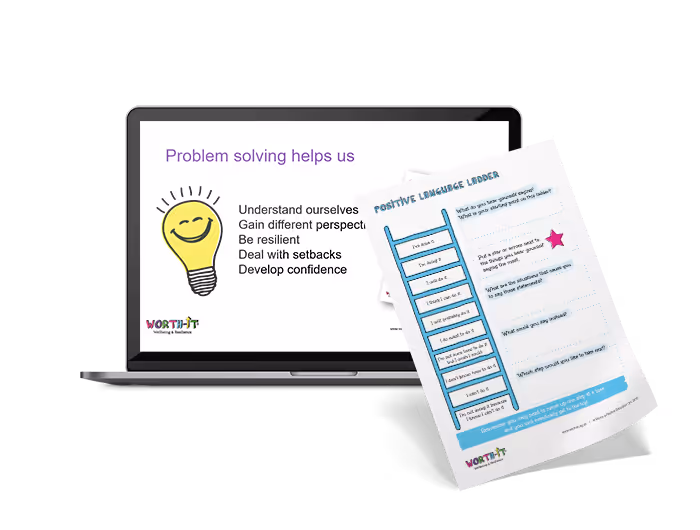 Children and Young People on a laptop and with resources
