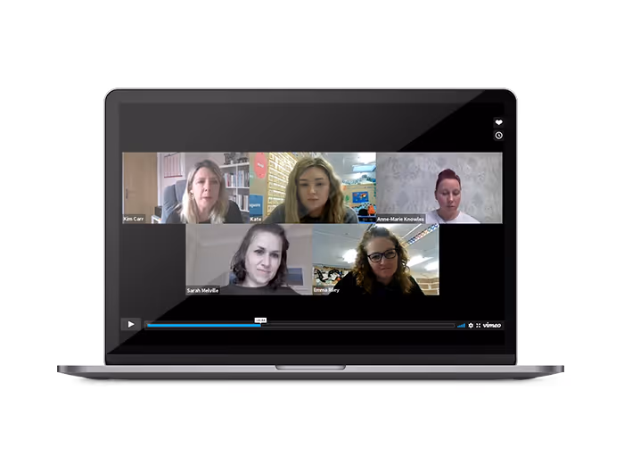 Staff wellbeing call on a laptop video call