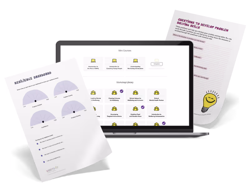 Wellbeing Club on a laptop with resources