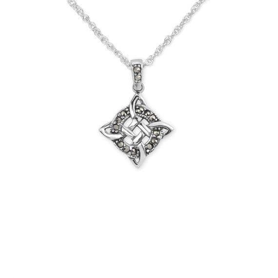 Scottish Celtic Knot Pendant with Marcasite - Sterling Silver 925