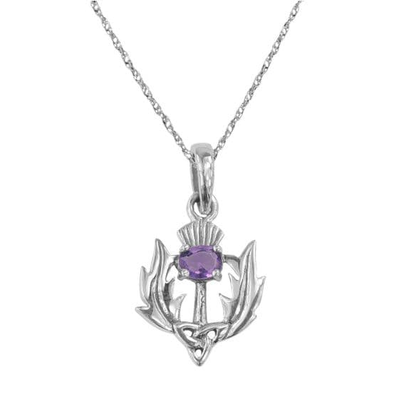Scottish Thistle Pendant with Amethyst Coloured Stone