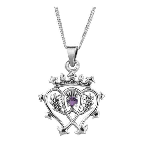 Scottish Luckenbooth Pendant with Amethyst - Sterling Silver 925