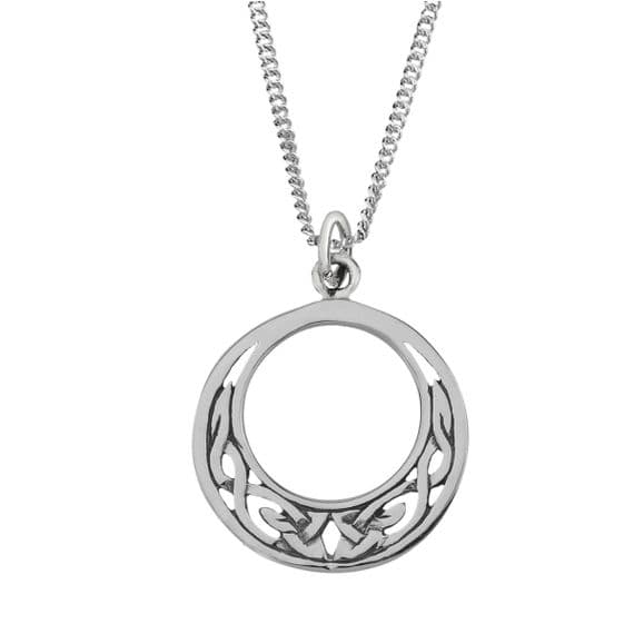 Scottish Celtic 'Donalda' Round Pendant - Sterling Silver 925