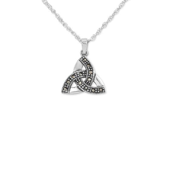 Scottish Celtic Trinity Knot with Marcasite - Sterling Silver 925