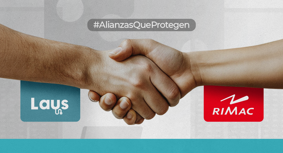 Imagen de la alianza estratégica entre Laus y Rimac Seguros, simboliza el compromiso conjunto por la salud y seguridad laboral.
