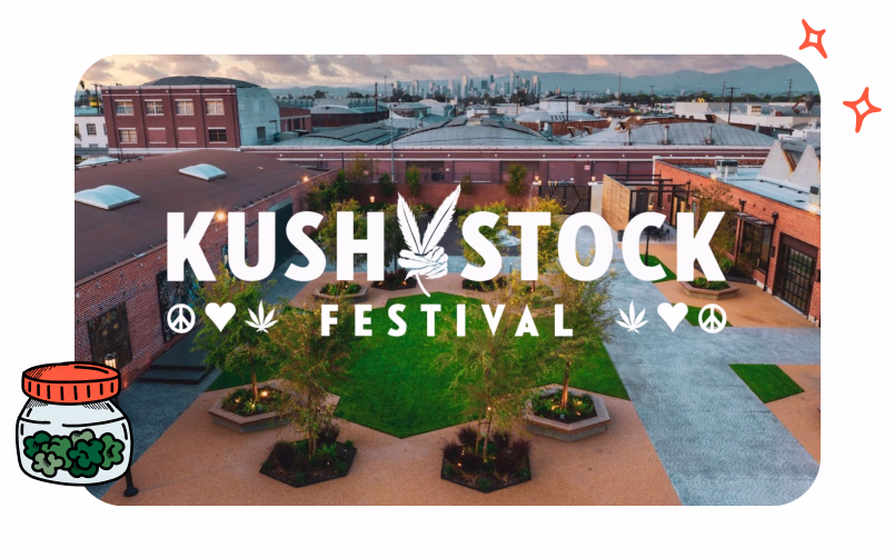 Kushstock cannabis Festival in Los Angeles with live music, vendors, and cannabis culture activations.