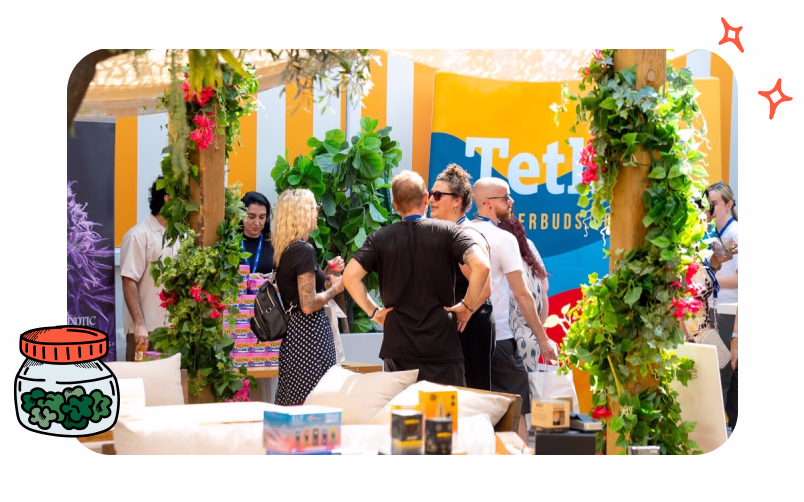 Cannabis professionals networking and engaging at Tether Toronto budtender appreciation event.