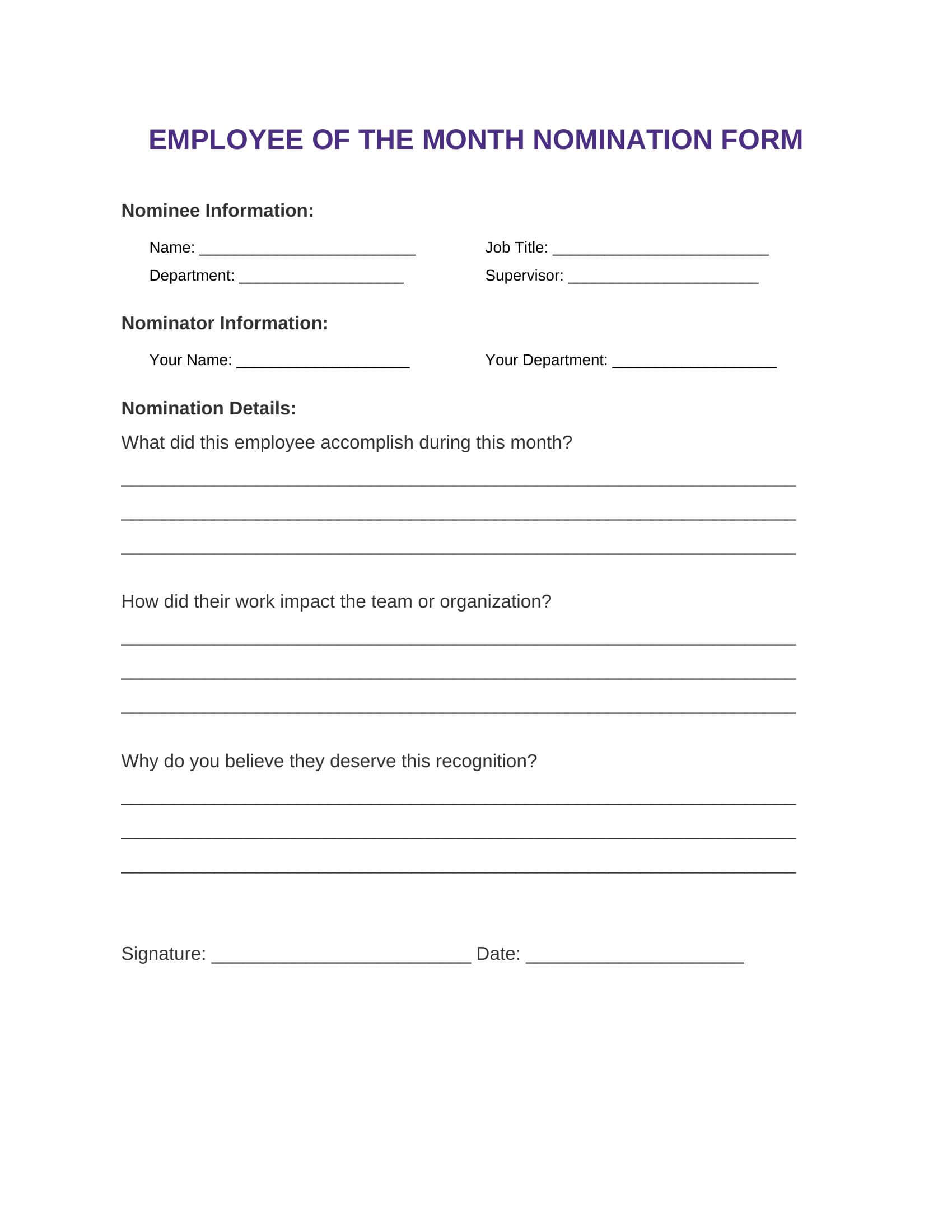 Template 1: Basic Recognition Form