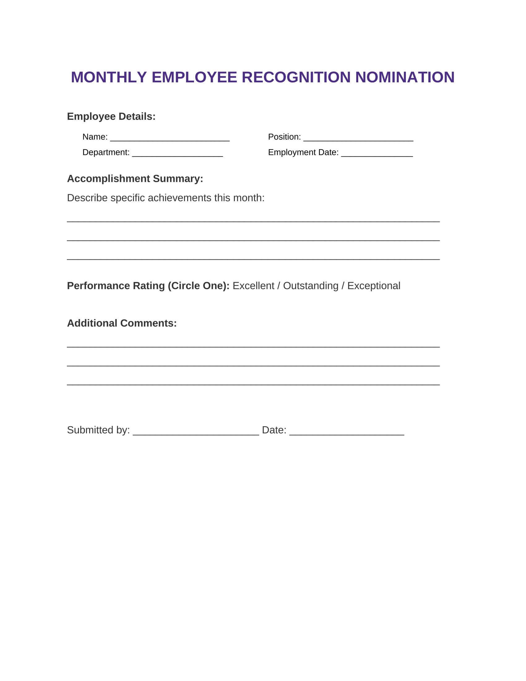 Template 2: Performance-Based Form