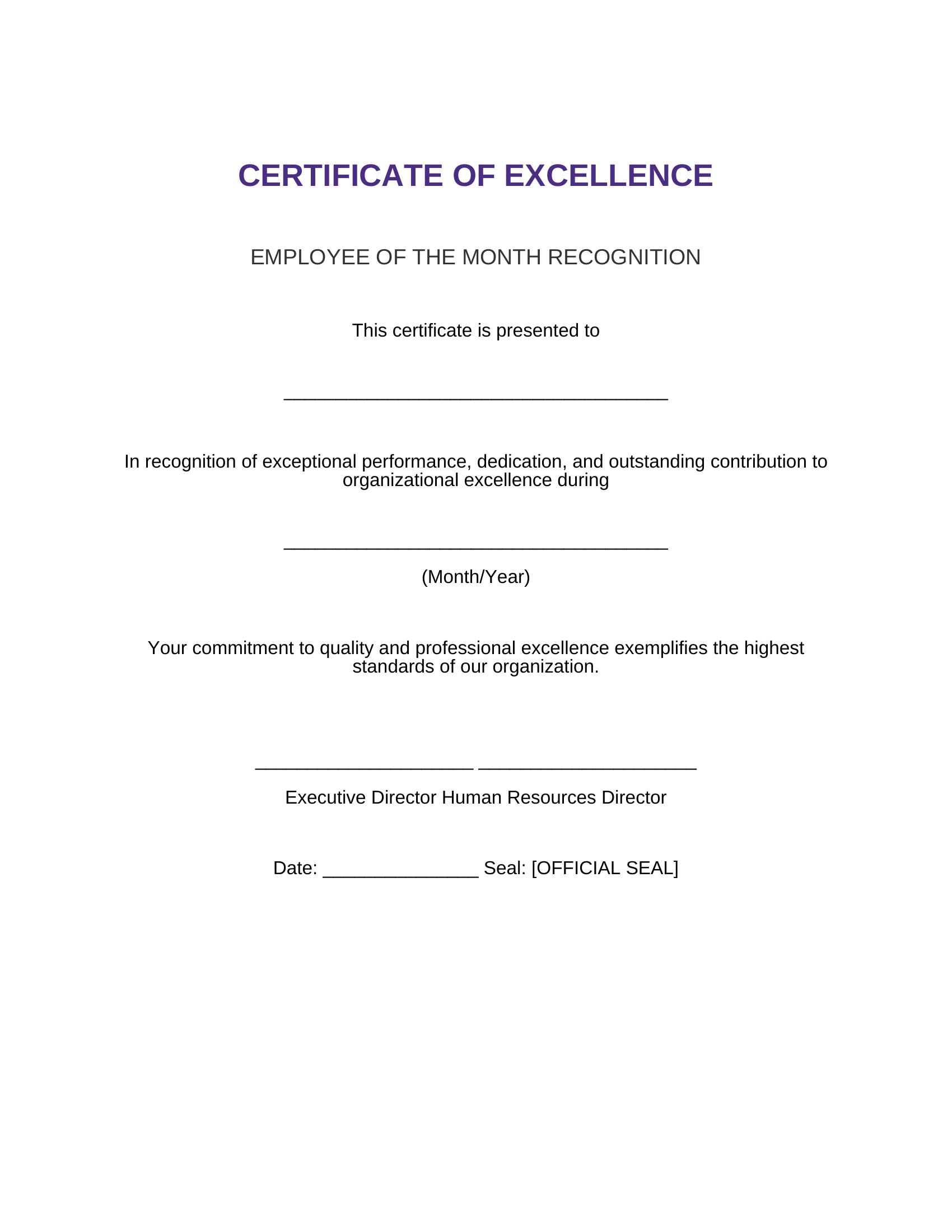 Template 14: Formal Executive Certificate