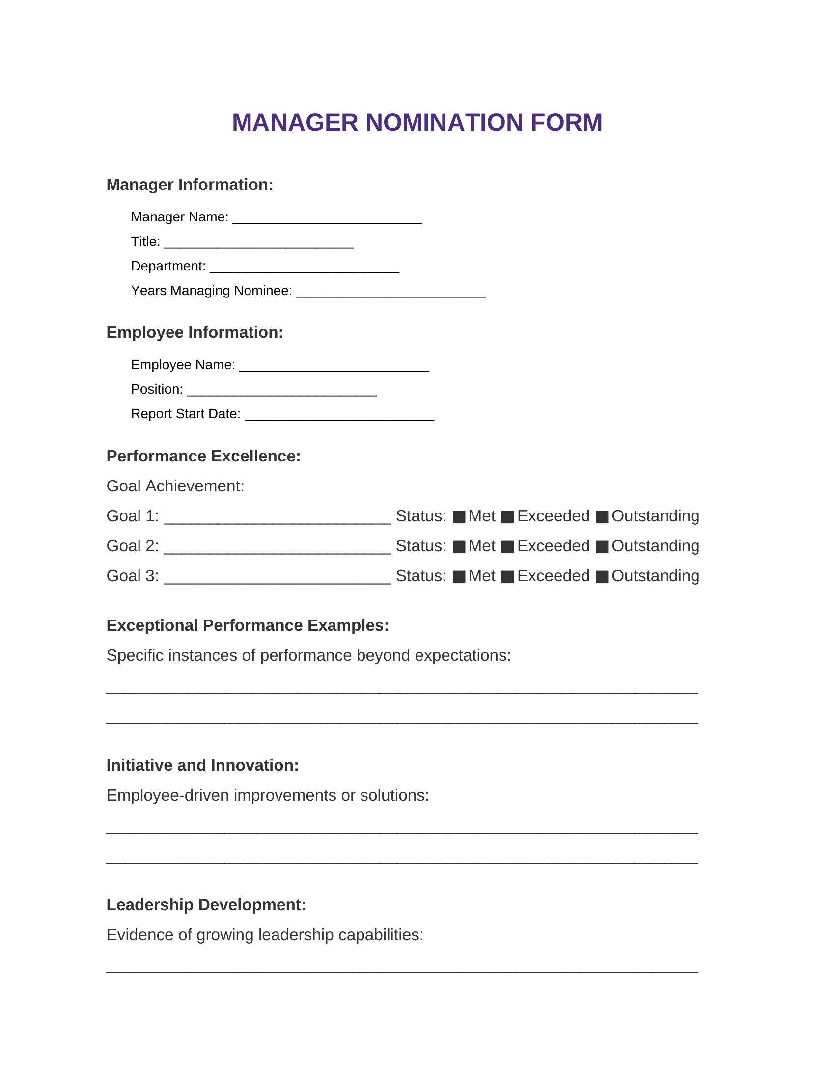 Manager-Submitted Nomination Template