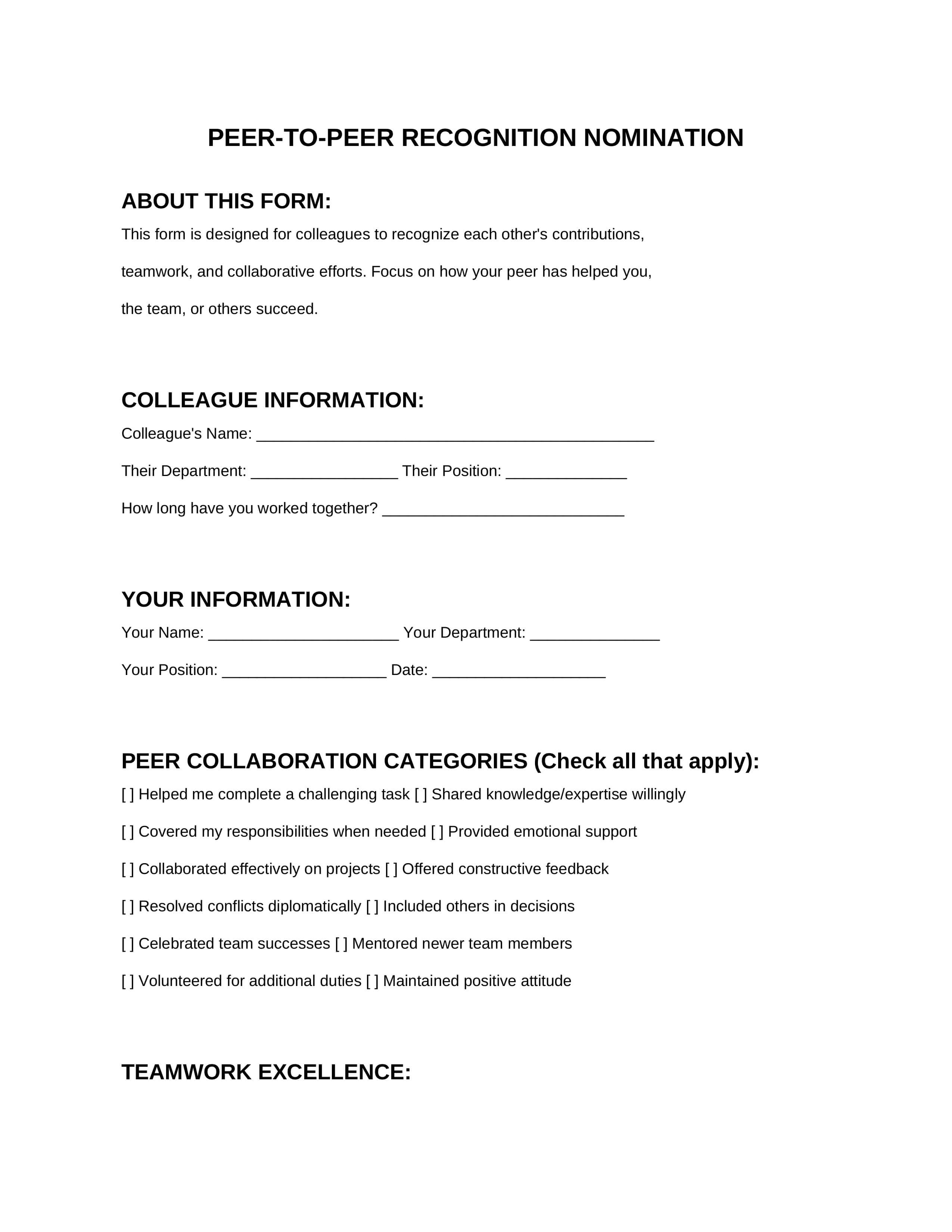 Format 5: Peer Nomination Focus Form