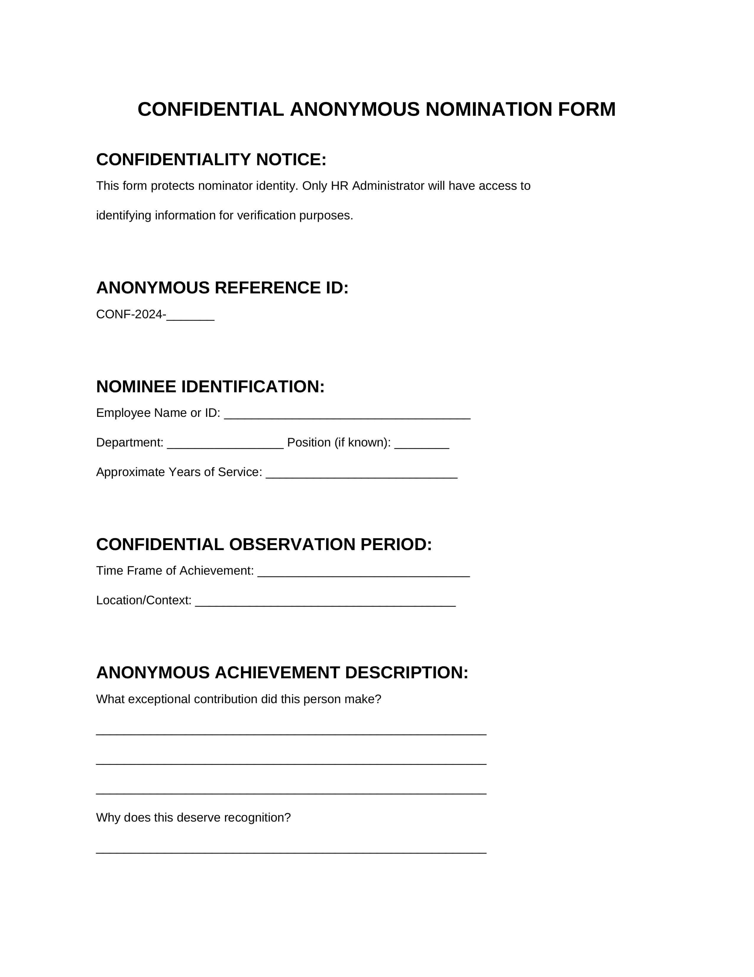 Form 5: Anonymous Submission Template