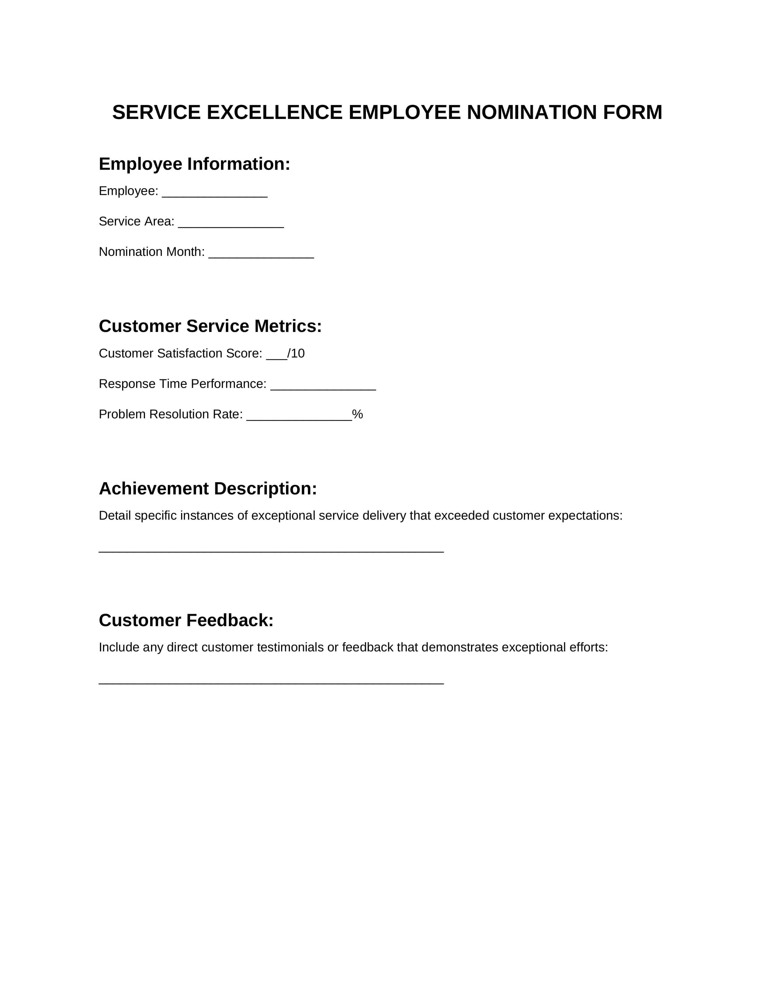 Service Sector Form 4: Customer Experience Excellence