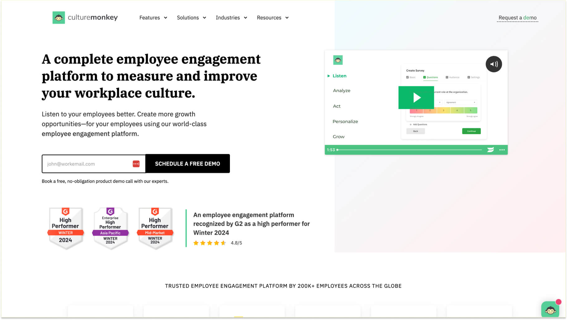 Pulse Survey Software: CultureMonkey