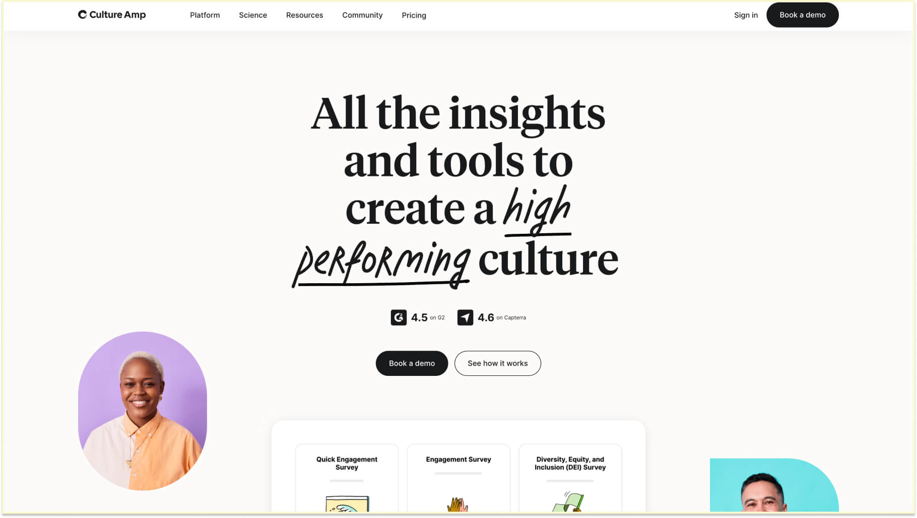 Enterprise-level eNPS survey tools: Culture Amp