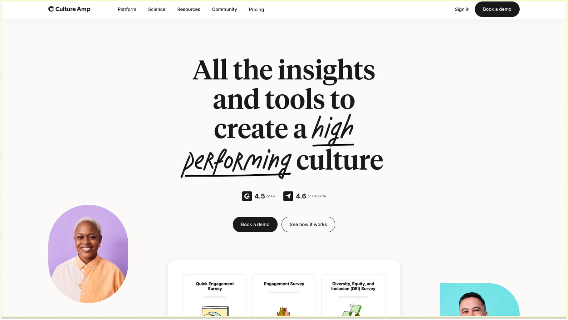 Enterprise-level survey platforms: Culture Amp