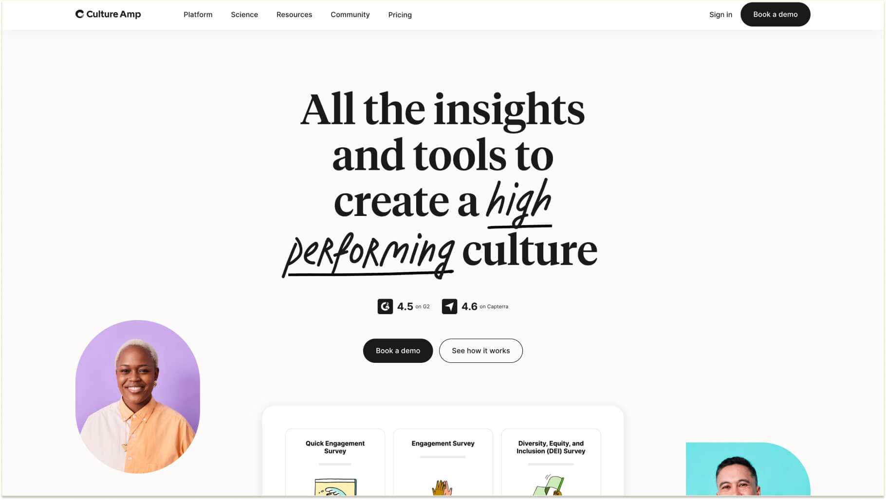 Enterprise employee engagement survey software for large organizations: Culture Amp