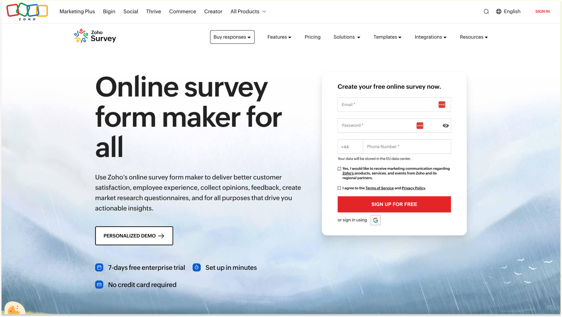 Budget-friendly employee engagement survey software for small businesses: Zoho Survey